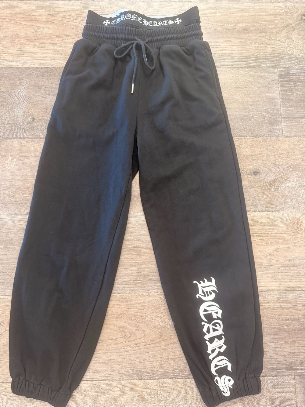 Chrome Hearts Black Jogger Sweatpants with White Logo 0380